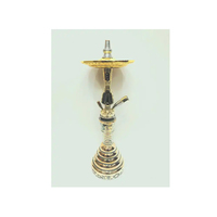 Chicha de luxe Farida 2021, modèle Mini Kamanja de type courbé, en laiton, fabriquée sur mesure, avec tuyau en verre moderne, poignée cannelée et foyer noir émaillé