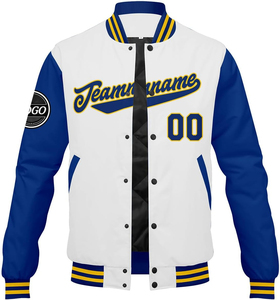 Royal/White/Yellow Custom Varsity <b>Jackets</b> for <b>Men</b> Women Youth Personalized Letterman <b>Jackets</b> with Stitched Name Number 2025 - Product Image 5