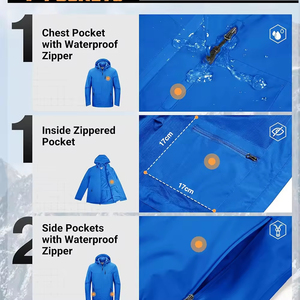 Chaqueta impermeable de alta calidad para hombre, cortavientos, chaqueta transpirable con capucha para exteriores, logotipo personalizado, venta al por mayor de fábrica OEM - Product Image 3