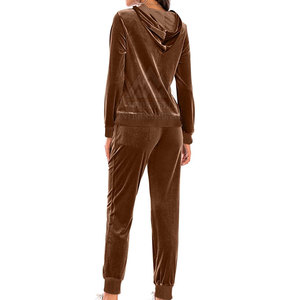 Quantité minimale de commande bas conception personnalisée femmes velours survêtements utilisation extérieure femmes velours survêtement couleur unie survêtement - Product Image 4