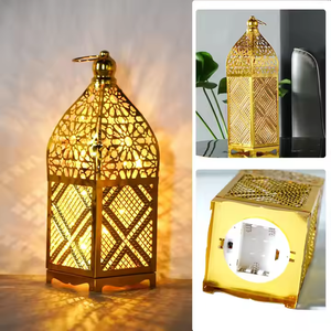 Decoraciones de Ramadán Lámpara LED de metal Ahueca hacia fuera Festival musulmán Mubarak Ramadan Kareem Party Ramadan Lantern Eid Table Light - Product Image 4