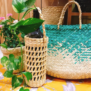 Portabotellas de agua reutilizable ecológico, portabotellas portátil de estilo clásico de ratán, hecho de Material de jacinto de agua Natural - Product Image 3