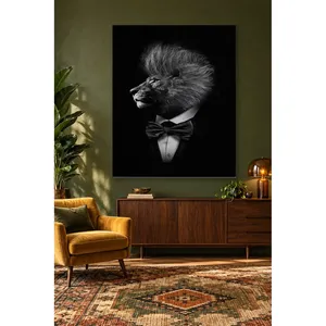 Fida Lion in Tuxedo Profile Impression sur toile noir et blanc - Product Image 5