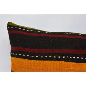Traditional 16x36 Inch <b>Orange</b> Striped Wool Eco Friendly Non-Slip Removable Washable <b>Pillow</b> Comfortable Warm Hand Woven Bedding - Product Image 2
