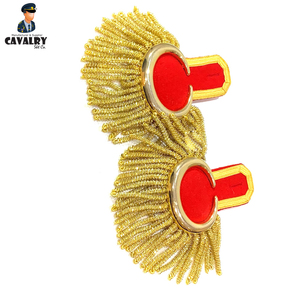 Charreteras De Luna Dorada en oro rojo Flecos en espiral pesados Tablero de hombro ceremonial de marcha hecho a mano por CAVALRY SKT COMPANY - Product Image 4