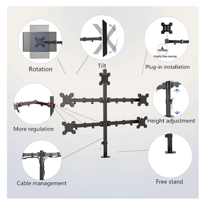 Support de bras réglables fixes durables pour support de cinq moniteurs avec inclinaison pivotante à mouvement complet et réglage de la hauteur Caractéristiques 2025 - Product Image 1