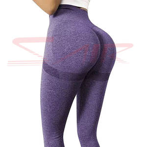 Best Selling Women's Seamless Scrunch Yoga Pants Breathable Knitted Gym Tights Mid Feature for Fitness Sports Customizable Logo - Product Image 1