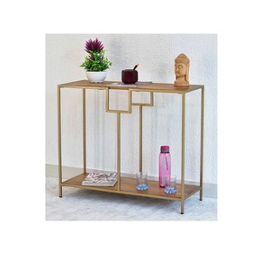 Plateau de console en métal classique avec finition en laiton antique avec dessus en bois noir poli forme et taille personnalisées - Product Image 3