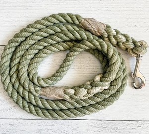 Sage Green Solid Cotton Handmade <b>Leash</b> with Silver Hook Handmade Best Soft Cotton Rope <b>Dog</b> <b>Leash</b> / Collar - Product Image 1