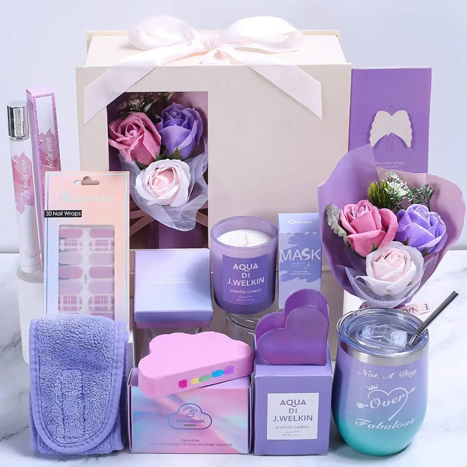 Presentes de luxo de feliz aniversário seu pensamento de você aromaterapia estresse alívio spa conjunto de presente caixa