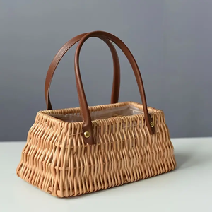 Tienphong fait à la main pur fait à la main rotin tressé panier de fleurs panier en bambou artisanat rotin tissé saule tissé panier de fleurs à la main - Product Image 3