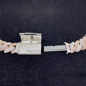 Cadena Cubana de Lujo para Hombre, Plata de Ley 925, Oro Rosa de 14k, Moissanita VVS, Diamantes Incrustados, Estilo Hip Hop, Joyería Fina - Product Image 3