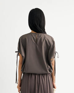 Camiseta de Manga Corta Informal de Alta Calidad para Mujer, 100% Algodón, Color Sólido, Cuello Redondo, Largo Recortado, Secado Rápido, Transpirable para Verano - Product Image 2