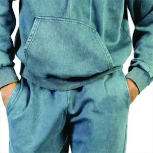 Venta al por mayor de chándales de algodón 100% con logotipo personalizado para hombre, ropa deportiva vintage, conjunto de chándal de dos piezas lavado ácido de gran tamaño para hombre - Product Image 6