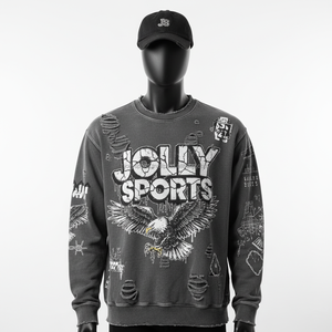 Heavyweight Fleece <b>Sweatshirt</b> <b>Vintage</b> Washed Blend Fabric with Distressed Print Custom Embroidery Logo Basics <b>Sweatshirt</b> - Product Image 1