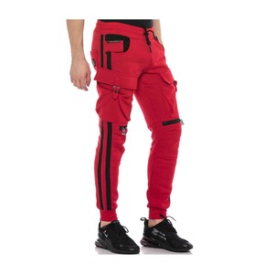 Survêtement de sport élégant et ajusté pour hommes, pull à fermeture éclair, col à capuche, haut et bas avec décoration à rayures en tissu de coton tissé - Product Image 3