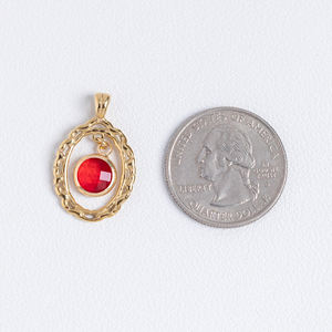 925 plata esterlina rubí piedra natal CZ encanto alambre ovalado colgante Boho DIY joyería fina suministros a granel piedra natal encantos - Product Image 3