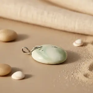 Collar de Piedra Natural con Colgante de Plata Vintage de Moda para Mujer, Cadenas de Acero Inoxidable y Titanio, Diseño Geométrico con Baño de Oro - Product Image 2