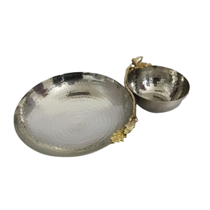 Assiette de chargeur argentée assiette ronde en acier inoxydable métal vaisselle durable sans danger pour la vaisselle de chargeur assiette sûre - Product Image 3