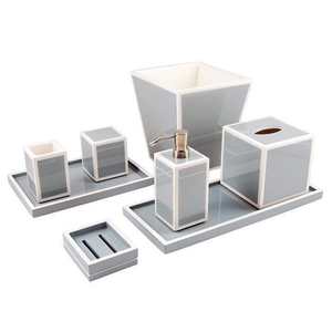 Simple Vanity Lacquer Eco-Friendly Eight-Piece Customizable Bathroom Accessories Set Wholesale Vietnam for Home - Product Image 5