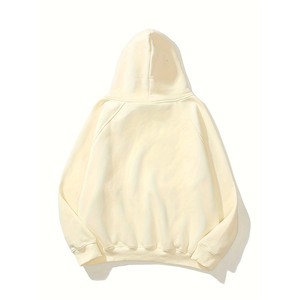 Sudadera con Capucha Extra Grande para Hombre, Color Crema, 100% Algodón, Felpa Francesa, Estilo Casual con Bolsillos, Corte Regular, Estilo Otoñal - Product Image 2