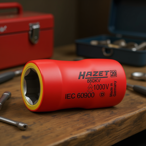 Hazet 6-Point Short Hexagonal Metric Square 3/8'' <b>Socket</b> with Traction Profile and 1000V Protective Insulation - Product Image 3