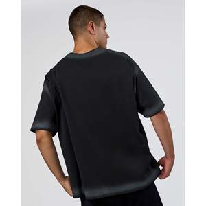 T-shirt unisexe surdimensionné Urban Blur Heavyweight - Noir Dark Storm 300 GSM Coton biologique Longline - Product Image 5