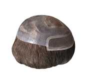 Demi-perruque pour homme en cheveux naturels, ondulée, douce, de haute qualité, cheveux indiens