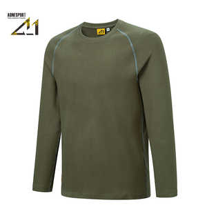 T-shirt à manches longues pour homme en polyester et élasthanne, col rond, tricoté, résistant au vent, sportif, anti-abrasion, anti-UV, respirant - Product Image 1