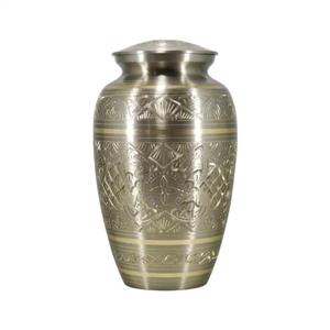 โกศเผาศพโลหะโบราณพร้อมการแกะสลักเต็มรูปแบบรูปทรงโดมโลหะแข็งขี้เถ้าโกศสำหรับงานศพที่โดดเด่น - Product Image 1