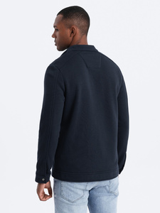 Men's <b>Navy</b> <b>Blue</b> Zip-Up <b>Fleece</b> <b>Jacket</b> Regular Fit Stand Collar Casual Autumn Wear Men Pullover Hoodie For Men - Product Image 6