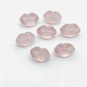 Cuentas de Cristal Natural de Cuarzo Rosa Talladas a Mano en Forma de Labios de 12x8 mm para la Fabricación de Joyas - Product Image 2