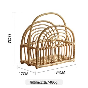 Revistero de ratán Natural recortado decorativo tejido a mano, Revistero de algas marinas, cesta de almacenamiento de libros de mimbre artesanal de Vietnam - Product Image 3