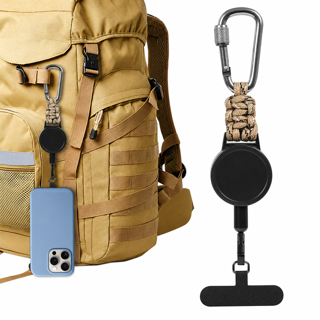 Outdoor Retractable Phone Lanyard Secure Phone Tether With Carabiner Clip for Camping Hiking Backpack Travel