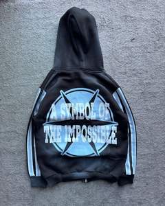 Sudaderas con capucha de gran tamaño para hombre más vendidas diseño de cremallera completa bordado 100% algodón Invierno bajo MOQ origen paquistaní venta al por mayor angustia - Product Image 3