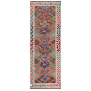 Alfombra Kilim de Maimana, Afganistán, 244 x 88 cm, Alfombras y Conjuntos Tradicionales Afganos - Product Image 1