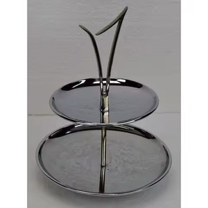 แท่นวางเค้กโลหะ2ชั้นพร้อมการตกแต่งดีไซน์กิ่งไม้ถาดเสิร์ฟแบบตอกสำหรับบ้านและโรงแรม - Product Image 2