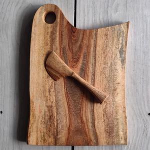 เขียงไม้สำหรับตัดพิซซ่าพร้อมที่จับสำหรับอบพิซซ่าขนมปังผักชีส - Product Image 6