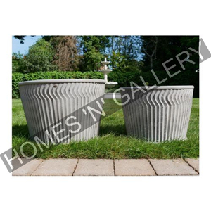 GALVANIZED <b>LARGE</b> RIBBED DOLLY <b>PLANT</b> METAL PLANTER VASE POTS HOLDER GARDEN and HOME DECORATION MANUFACTURE FLOWER DOLLY PLANTER - Product Image 1