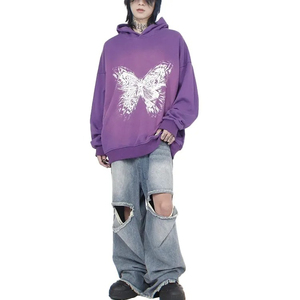 Vente directe d'usine Polyester 100% coton polaire épaisseur en détresse lavé à capuche - Product Image 5