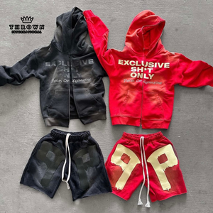 New Trend Winter Plus Size Men's Hoodies 100% Cotton Zipper-Up Custom Logo Embroidered Letter <b>Pattern</b> Private Label OEM Unisex - Product Image 1