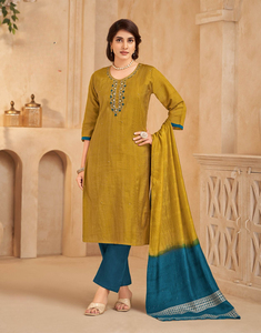 Latest Designer Hand Work Embroidered Fabric <b>Kurti</b> & Bottom with Printed Dupatta for Party Collections - Product Image 3