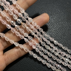 Cuentas de lágrima facetadas de cuarzo rosa Piedra preciosa Rosa natural Briolette Piedra en forma de gota para la fabricación de joyas - Product Image 5