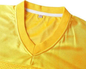 Camisetas de Fútbol Americano al por Mayor, Personalizadas, Amarillas, Estilo Cuadrado, para Entrenamiento, con Mangas Cortas y Diseño de Malla Bordada, en Venta - Product Image 3