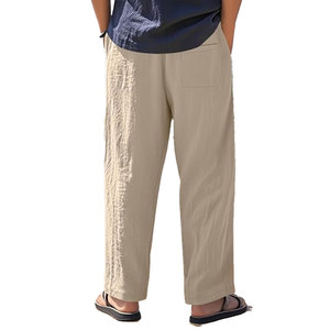 Pantalones informales rectos de secado rápido de verano para hombre, pantalones acampanados drapeados con cordón elástico en la cintura, diseño ligero - Product Image 4