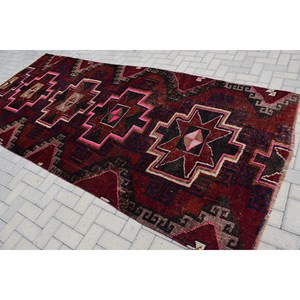 Vintage turco Kilim rojo marrón alfombra 4,7X11,4 pies tejido plano Patchwork diseño lana yute látex respaldo nuevo 10mm rectángulo pasillo - Product Image 4