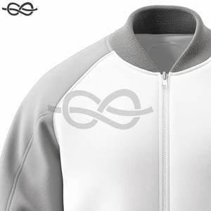 Blouson aviateur universitaire de qualité supérieure pour homme en cuir d'agneau véritable gris et blanc de style baseball classique - Product Image 2