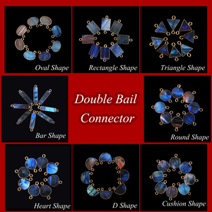 Charmes de haute qualité flashy labradorite bricolage double caution faisant connecteur 18k or plaqué bord pendentif collier connecteur - Product Image 2