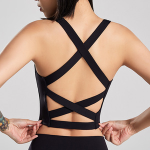 Wholesale Halter Women Workout Sports <b>Bras</b> <b>Open</b> Back Gym Padded Yoga Crop Top - Product Image 6