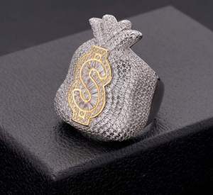 10.00 carat VVS Moissanite Hip Hop Ice Out Round & Baguette Diamond Bague de fiançailles pour homme en argent sterling 925 - Product Image 1